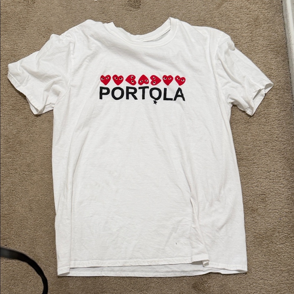 White T-Shirt with Red Accents